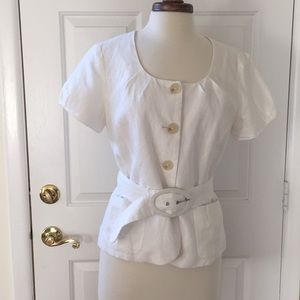 Banana Republic white linen belted jacket